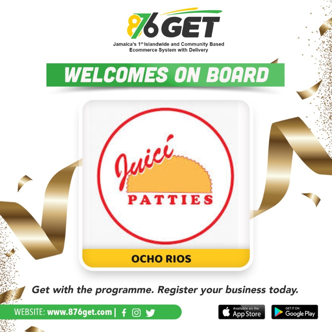 876Get's tweet image. We welcome Juici Patties, Ocho Rios to 876Get. Get your favorite patties and food  delivered right to you when you order from the 876Get App.
#876get #getthings #getdelivery #welcome #juicipatties #breakfast #lunch #dinner #delivery
