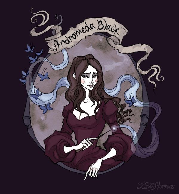 𝑨𝒏𝒅𝒓𝒐𝒎𝒆𝒅𝒂 𝑻𝒐𝒏𝒌𝒔, disowned member of the House of Black. Later married Edward Tonks and became an ally of the Order of the Phoenix(art by IrenHorrors on DeviantArt)