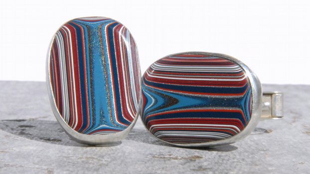 Dagenham fordite cufflinks now available on The British Craft House #tbch #HandmadeInUK thebritishcrafthouse.co.uk/product/silver…