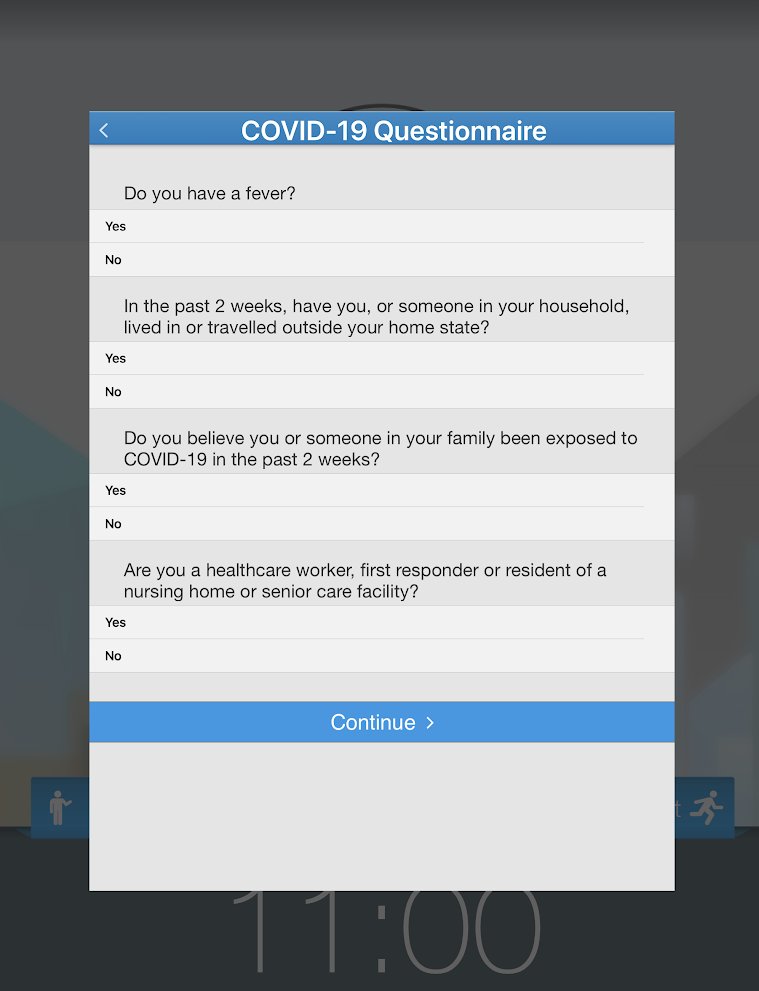 AtYourFrontDesk's tweet photo. Allows for two full lines of text for the questions.

Capacity control. Now allows putting a limit on the number of signed-in visitors per location.

Enhanced touch-free function. QR code can sign-in without touching the iPad.  

Resolves the badge printing issue under iOS 14 https://t.co/2VKVKgd1yw