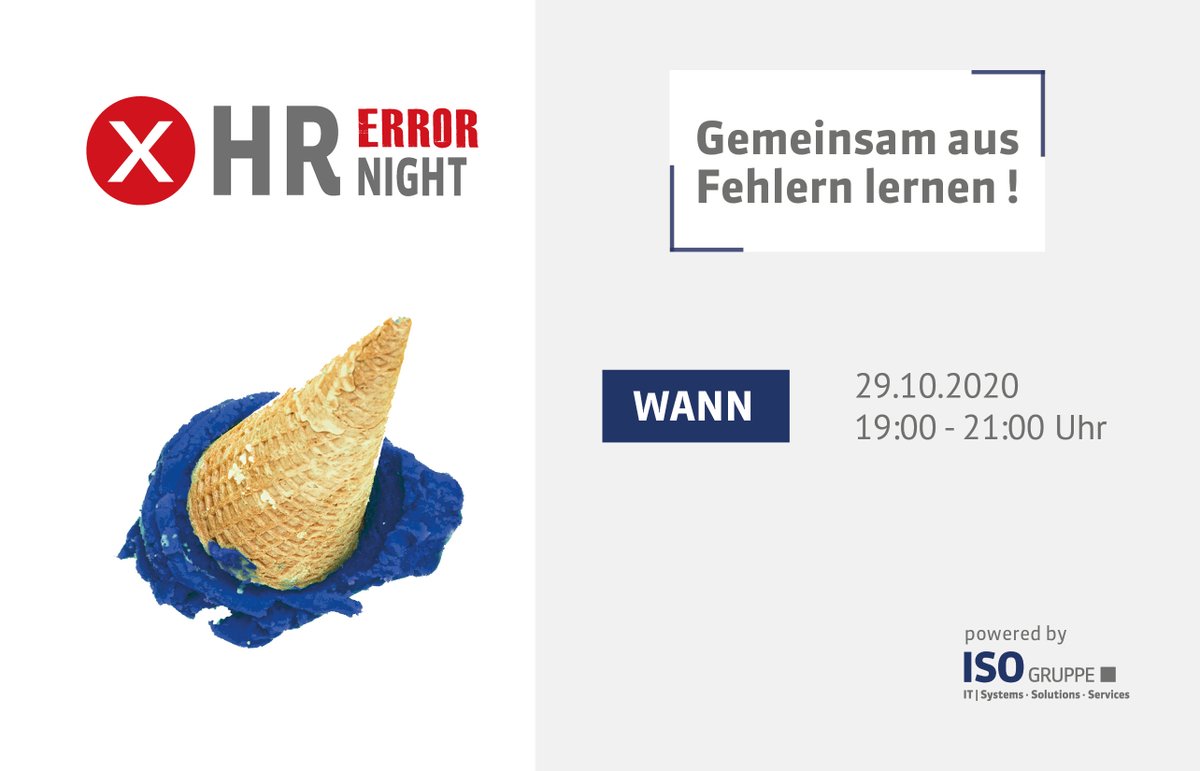 Nächste Woche starten wir mit der nächsten #HR #Error #Night durch. Wir haben wieder drei spannende Themen im Köcher. Schaut ins Event und seid dabei :) xing.com/events/hr-erro… #Fuckup #failure #Fehlerkultur #lösungsorientiert
