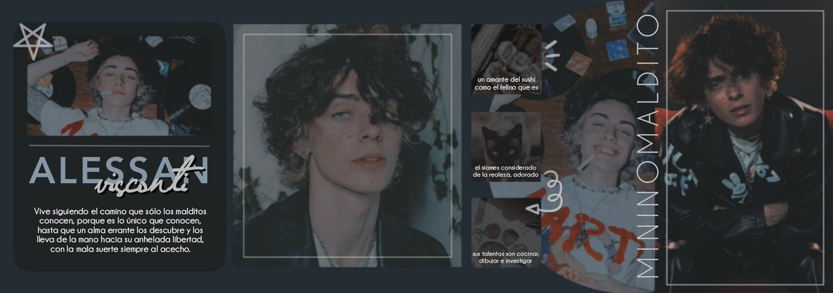 ㅤ
                                𝗔 𝗟 𝗘 𝗦 𝗦 𝗔 𝗡 。
                               ( 被 詛 咒 的 貓 )

Estoy caminando como un
𝖈𝖆𝖉𝖆́𝖛𝖊𝖗 embrujado, con la
certeza de ser comido por
el infinito, de ser anulado
por el 𝐚𝐛𝐬𝐮𝐫𝐝𝐨 existente...
ㅤ