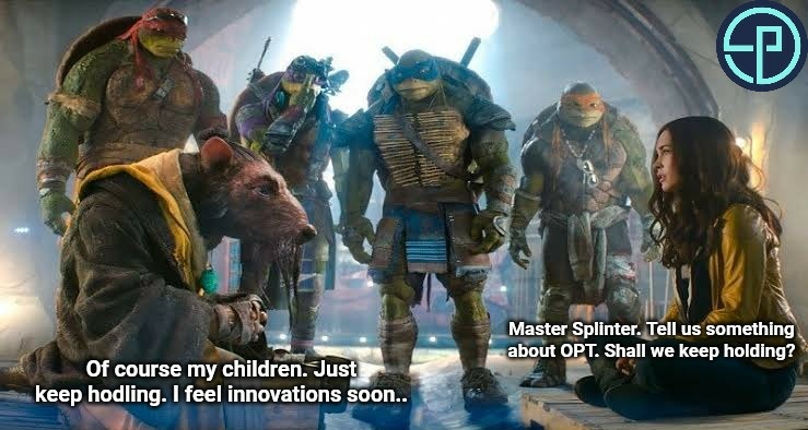 mjolnirisback's tweet photo. Ninja Turtles. Cartoon of our childhood.
Let's keep hodling OPT, master?
Always keep hodling my child.
#OPT #OpenPredict @OpenPredict $OPT https://t.co/DQRfg3ehuH