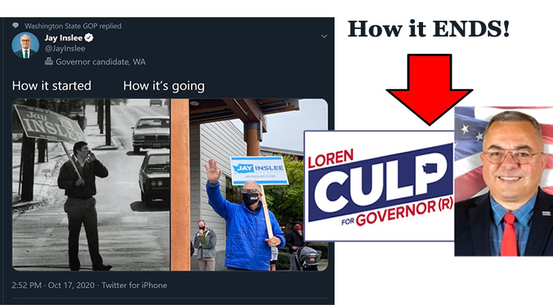 PierceGop's tweet photo. You are can write the next chapter for Inslee and our State! 
#VoteRepublican #FireInslee #VoteCulp https://t.co/B3XKWcbO9b