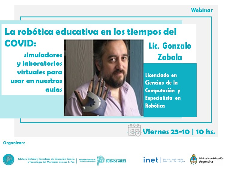 INETetp's tweet photo. ATENCIÓN‼️
"La robótica educativa en los tiempos del Covid"
Seminario sobre simuladores y laboratorios virtuales para usar en las aulas
Con @gezabala

📆 Viernes 23/10, a las 10 am

🖥️📱En vivo, por nuestro canal de YouTube: https://t.co/wpL6k80irH https://t.co/CgHnVKFunn