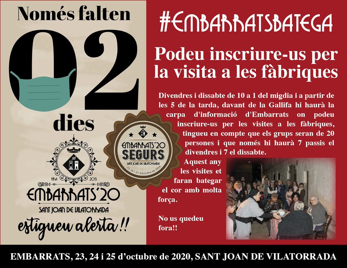 El control de l'aforament és clau per garantir uns Embarrats segurs, és molt important que feu la inscripció a l'avançada a la carpa d'informació a davant de la Gallifa. #Embarratsbatega #embarrats #embarratssegurs