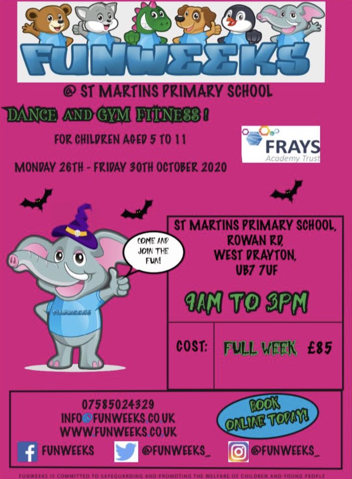 This October half-term we have two exciting and fun activity weeks at the FRAYS TRUST schools <a href="/StMartinPrimary/">St Martin's Primary</a> &amp; <a href="/CStLprimary/">Cowley St Laurence</a>.

Visit our website for more information and to book... funweeks.co.uk