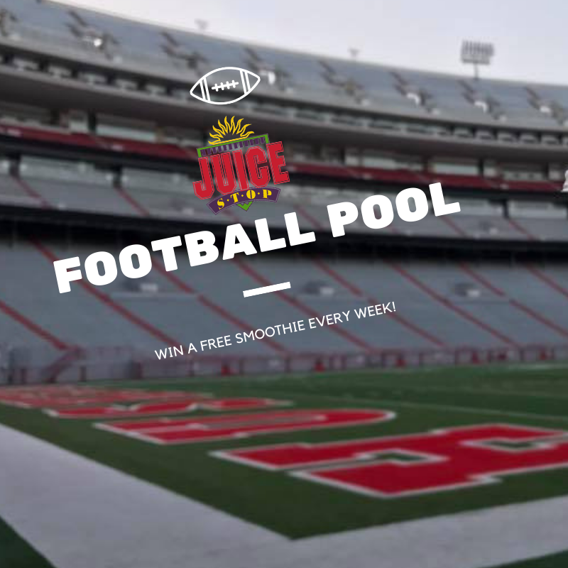 juicestopNE's tweet photo. Nebraska plays Ohio State this Saturday, 10/24. LIKE, SHARE and Submit guess of who you think will win AND a combined point total(both teams end scores totaled). Winners receive FREE 24oz smoothie, redeemable next week ONLY. T&amp;E apply. #Huskers #football #juicestop #nebraska #GBR https://t.co/FN2DIKL9l0