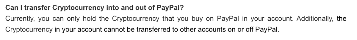 CoinDesk's tweet photo. UPDATE: @PayPal's service does not allow crypto to be withdrawn or deposited. Once you buy the coins, they stay in your account until you sell. 

More details in our updated article: https://t.co/hWFWJ4YFFX 
h/t @realDannyNelson @GamerAndy https://t.co/arEe6wwz8C