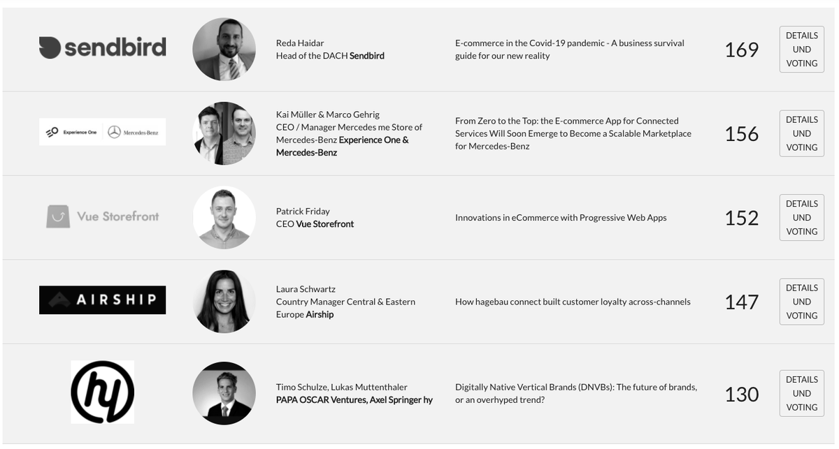 ExperienceOneAG's tweet photo. Last call! Vote now if you are interested in the future of the commerce of connected services. Can we still make it to the top? #ecommerceberlinexpo #connectedcar #incarcommerce #ecommerce https://t.co/GJaGofwbiY