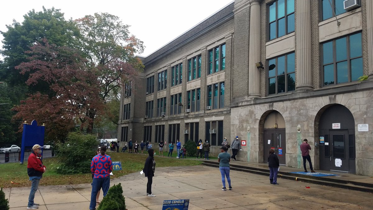 IATSELocal8's tweet photo. Great turnout already at Roxborough High School, come by and say hi! In person voting is open until 6:30pm at all satellite election offices in Philly. Visit https://t.co/IgfxiFqBPJ for more info! #VoteTodayInPA https://t.co/mSBCxgq7V5