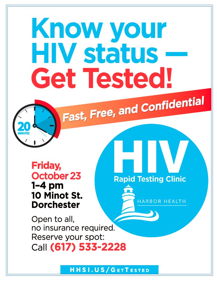 CondomCharlie's tweet photo. This Friday, October 23rd, Daniel Driscoll-Neponset Health Center is having a Free Rapid HIV Testing Clinic outdoors! 
Sign up for a slot here: https://t.co/QCq9lvhl7v https://t.co/aRCu3tVN2E