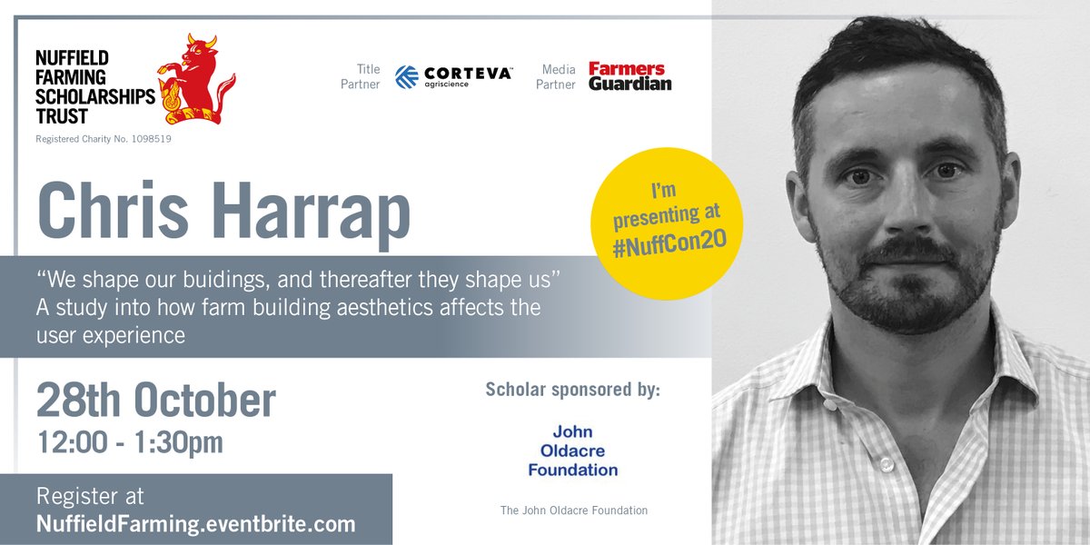 Estate Manager Chris Harrap will be looking at a rather unique topic to #NuffieldFarming in our next #NuffCon20 session: How farm building architecture impact the people who work within them.

📱Register free at NuffieldFarming.eventbrite.com!