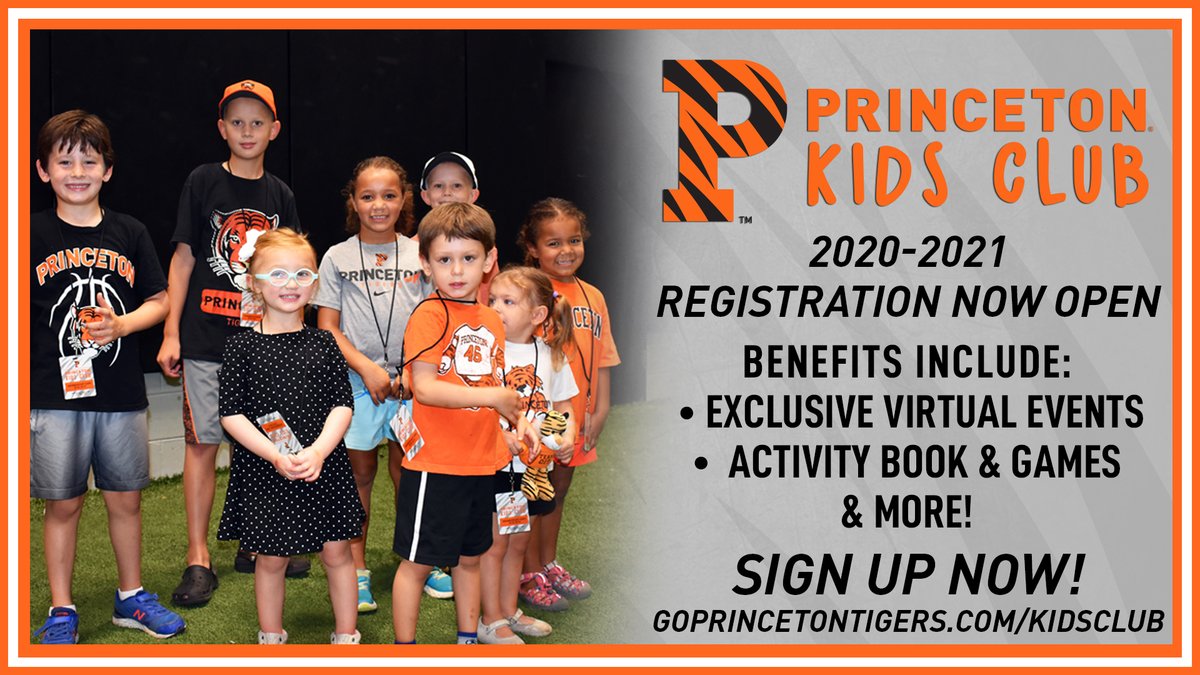 Calling all kids! The Princeton Athletics Kids Club is open for 2020-21 registration today! Visit the all-new site to sign up today at GoPrincetonTigers.com/KidsClub