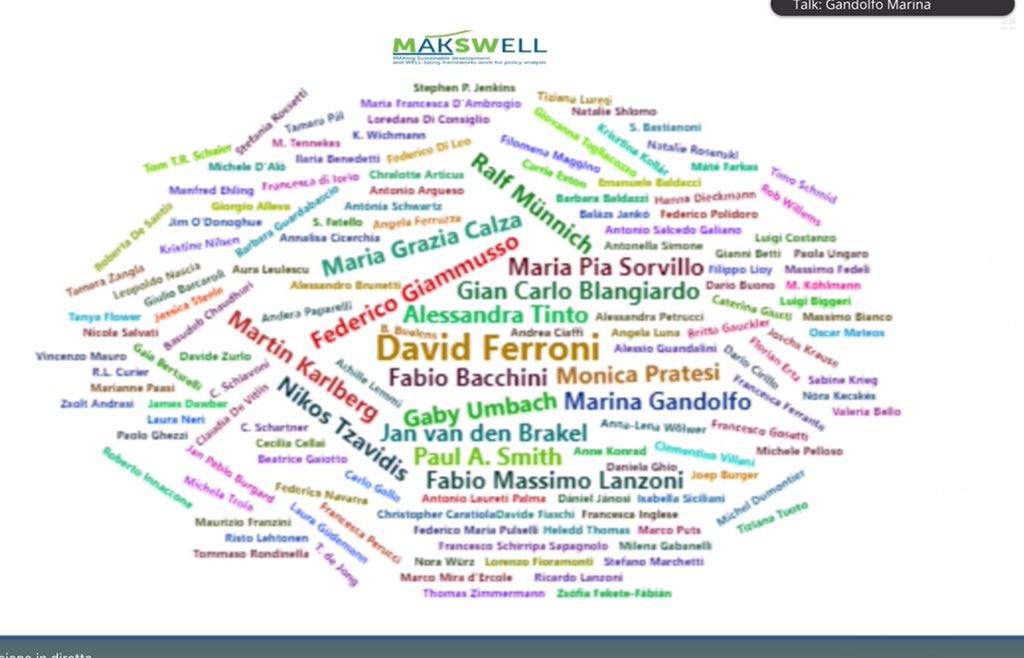 MAKSWELLproject's tweet photo. 🔹Marina Gandolfo, Head International Affairs at Istat, moderator in @MAKSWELLproject #finalconference says thank you to all closing the project’s adventure with a big cloud full of all names involved in the project! https://t.co/LoWfHxyTWB
