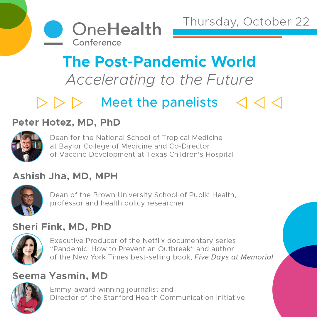 hcphtx's tweet photo. Still time to register for #OneHealth2020 Day Two conference! Happening tomorrow Thursday Oct.22 with amazing line up of experts in #publichealth #onehealth. Don’t miss panels on #zoonosis and outlook on a post #pandemic world. https://t.co/W1EZQgcMur https://t.co/lJySsEJHUB