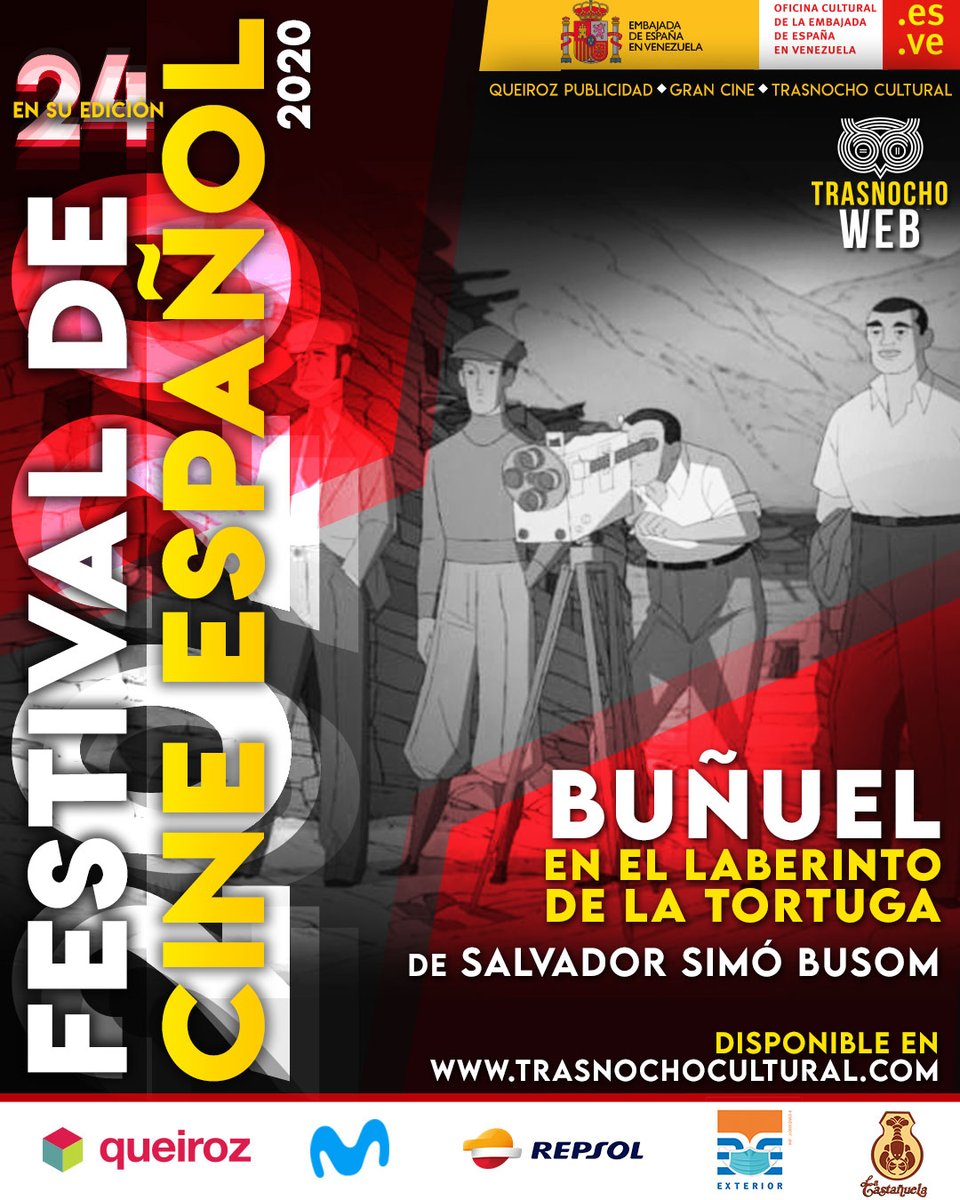 CINE ANIMADO en el  #FCineEspañol2020 desde el #16oct con “Buñuel, en el laberinto de las tortugas”, de Salvador Simó Busom, versión del cómic de Fermín Solís. Ambientado en los '30 de París, aborda un rodaje del cineasta español Luis Buñuel. Horarios en nuestro IG <a href="/CulturaES_VE/">Cultura España-Vzla</a>