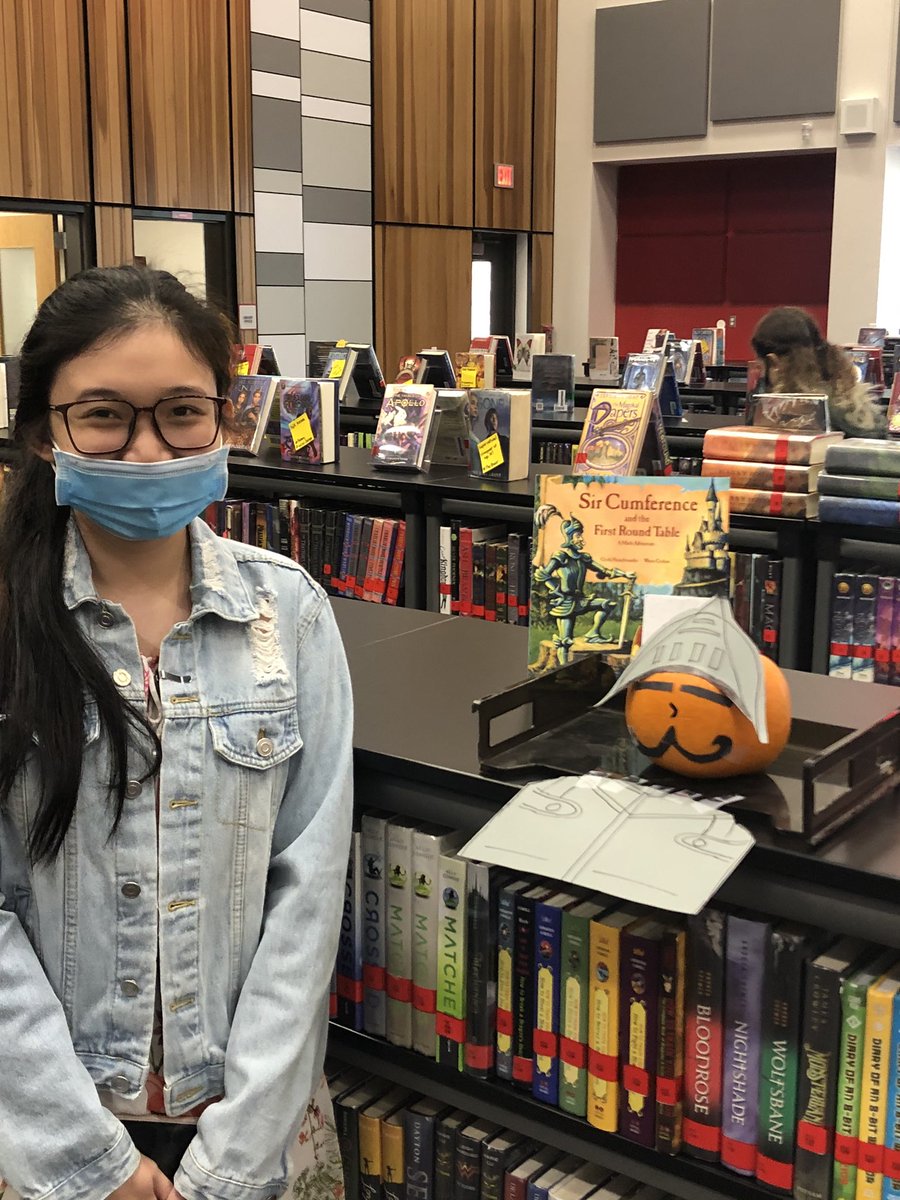 angiemahalik's tweet photo. Ms Tran is the first teacher to enter a Book Character Pumpkin in the contest! And she chose a math related book!!! #SirCumference #cisdlib #westfam #75019math #CISDtogether @ttdtramanh https://t.co/XKiMcrX7GW