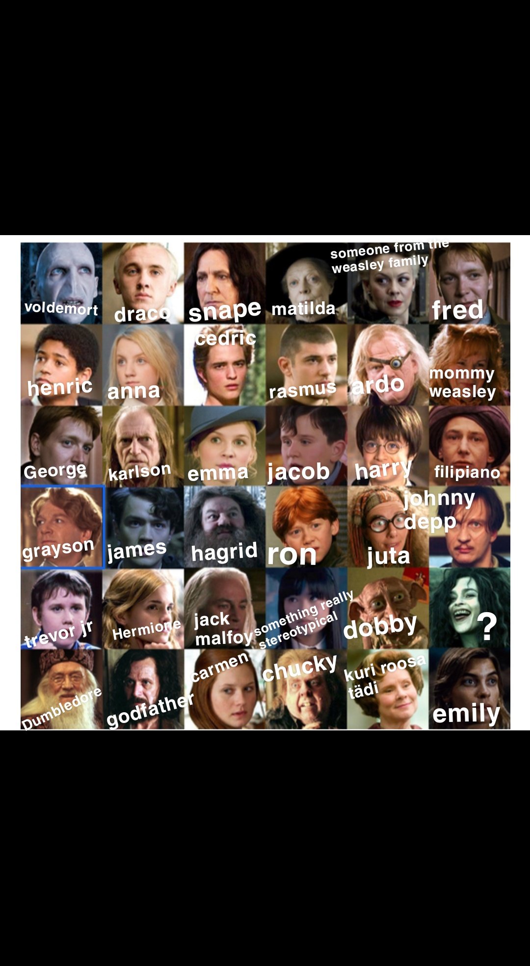 chrys on X: “i told my friend to name characters from harry potter 