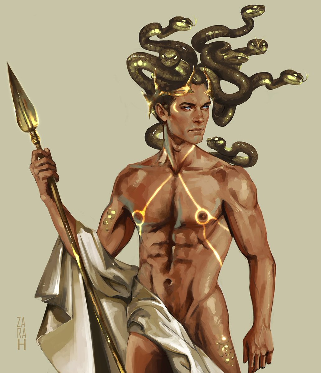 Greek mythology reimagined; Perseus as Medusa. 