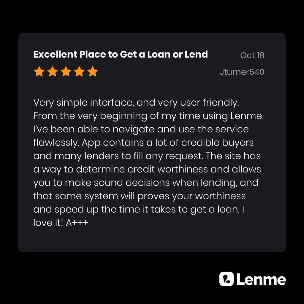 lenmeapp's tweet photo. More reviews of our app⭐️⭐️⭐️⭐️⭐️ leave a review on the AppStore or Google play🙌🏼And don’t forget to download the app ! #easyinvesting #fastcash #lendingplatform #fintech #lenmeapp https://t.co/jX5kECahqJ