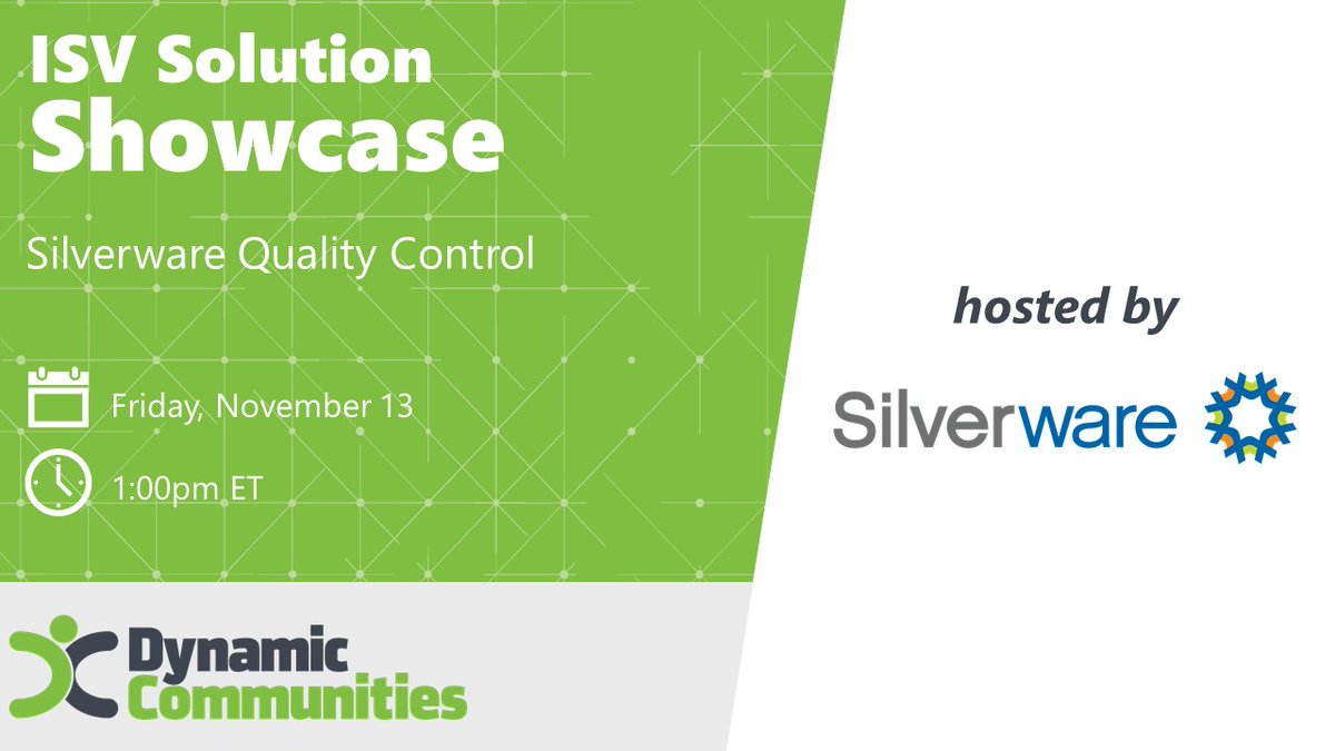 Join <a href="/SaraSilverware/">Sara Silver</a>'s <a href="/D365UGBC_NAV/">D365UG BC/NAV</a> #webinar on Nov. 13, for a demo of the Silverware Quality Control module for #D365BC &amp; #NAV2018. Register here &amp; if you're not already a member of @UGCommunities use our code "PRPSILVERWARE" to get 10% off!! events.bizzabo.com/251380