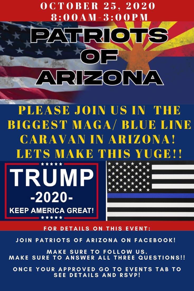 MaapReal's tweet photo. MAAP Media will be covering this event. This weekend. Join the fun. #maapmedia #maaprealtalkshow #patriotsofarizona #arizona #blueline #MAGA2020 #trump2020 #caravan #chelsi #theresa #tina #thankyoufortheinvite https://t.co/tjYfa7Kxfj
