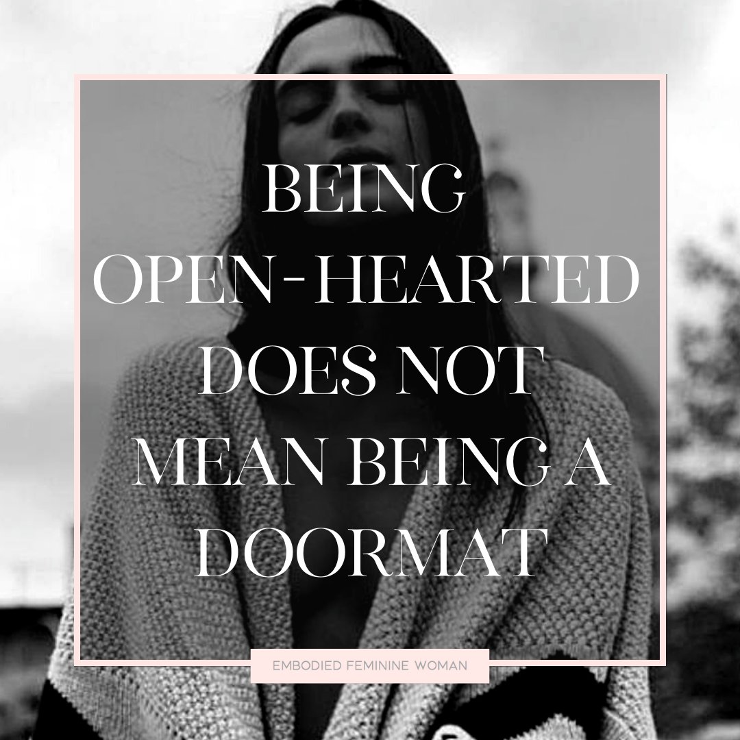 EmbodiedWoman's tweet photo. How do I stay open-hearted but retain strong boundaries?
We have recently received this question and I want to address it today.
When we are showing up like doormats- all of our attention is on people-pleasing, walking on eggshells, not expressing ourselves authentically. https://t.co/Akz2RFQa9u