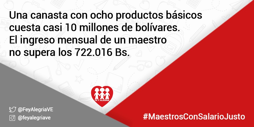 FeyAlegriaVE's tweet image. Educar desde casa también implica gastos, tiempo, recursos tecnológicos que no todos los maestros tienen a su disposición, así como tampoco energía eléctrica ni Internet #MaestrosConSalarioJusto #21Oct