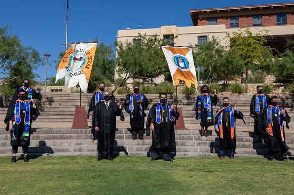 UTEPMBA's tweet image. The College congratulates the 2020 UTEP Executive MBA graduates!  We celebrated the graduation of our 10th EMBA cohort with a socially distanced hooding ceremony at UTEP’s Centennial Plaza.