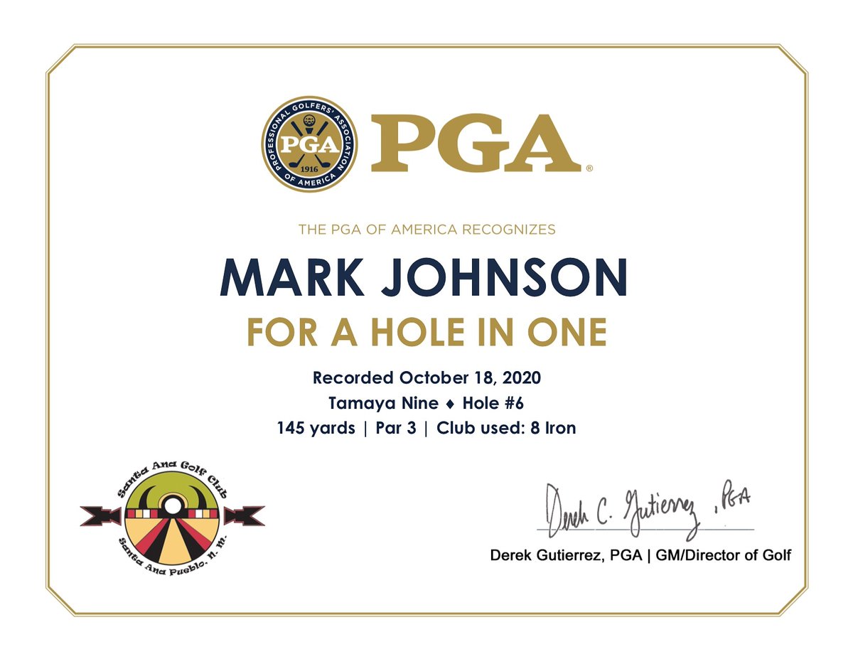 SantaAnaGolf's tweet photo. His 4th‼️ As @newmexicogolfn1 said, "It's been raining holes-in-one at Santa Ana Golf Club" CONGRATS!
#santaanagolfclub #pgaofamerica #HoleinOne #nmgolf #golflife #mynewmexicogolf⛳ https://t.co/6Exxy9kSDd