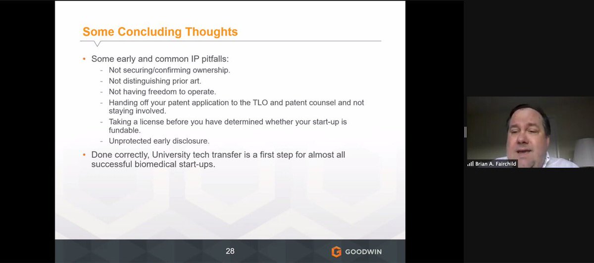 harvardhic's tweet photo. Last week we had the amazing opportunity to learn about the best ways to file a #patent to protect your #startup idea. Thank you Brain Fairchild and Laurie Burlingame from @goodwinlaw for sharing these important insights! #IP #HIC2020 https://t.co/OfBfALuAtv