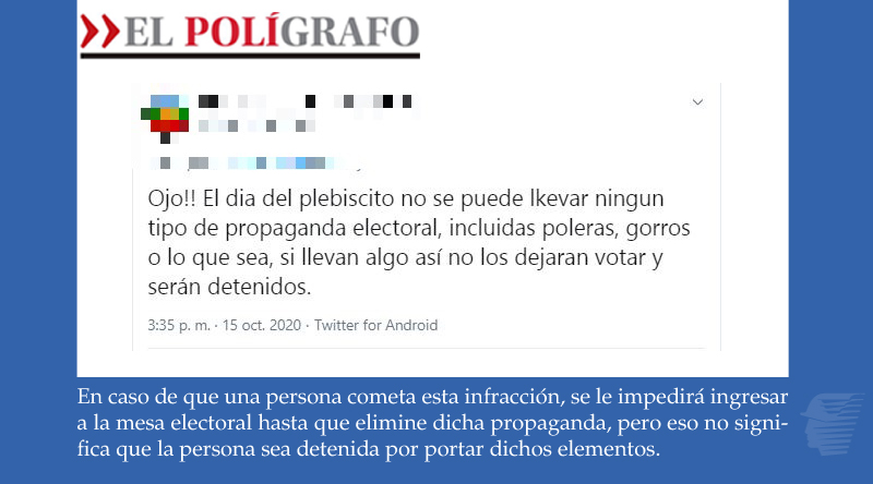 El Polígrafo | Noticias falsas en redes sociales: ¿Detenidos por portar elementos alusivos a las opciones Apruebo o Rechazo? Falso.
Escríbanos a elpoligrafo@mercurio.cl o al WhatsApp +56995336345
https://t.co/65ygoOhJeP https://t.co/xrdqM7ZjpO