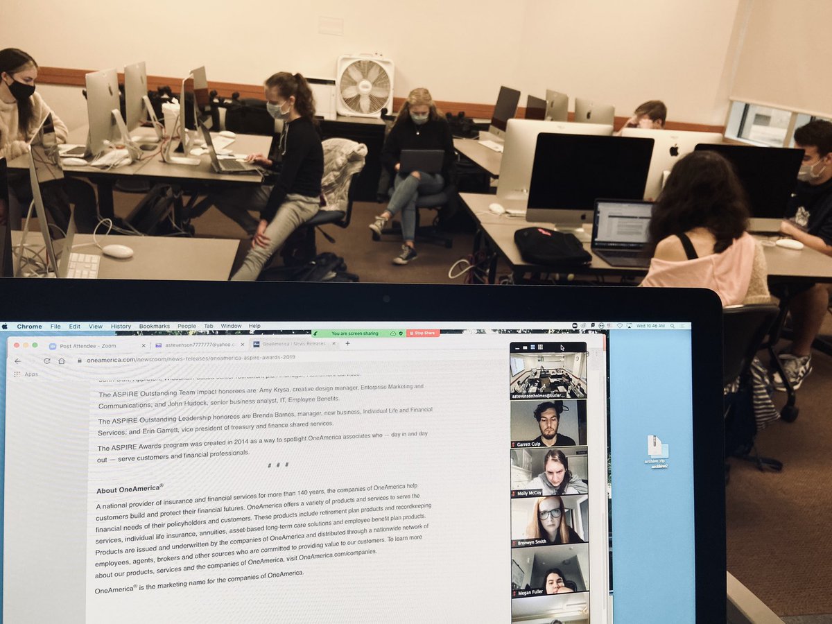 astevenson888's tweet photo. In todayโs promo writing lab, @ButlerCCom students practiced drafting a news release and discovered the beloved #boilerplate #prterms #futureprpros https://t.co/zl7QfLPJZU