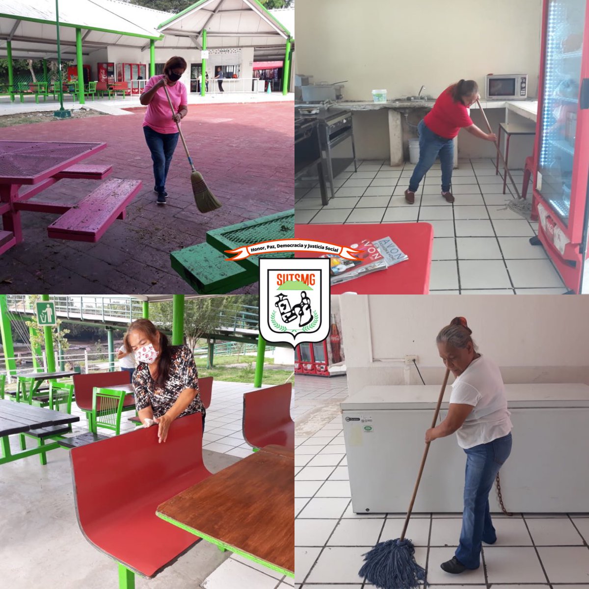 sutsmg's tweet photo. Compañer@s del #ParquePipo trabajando en la limpieza de sus áreas.

#OrgullosamenteSUTSMG https://t.co/NbFvKwUJip