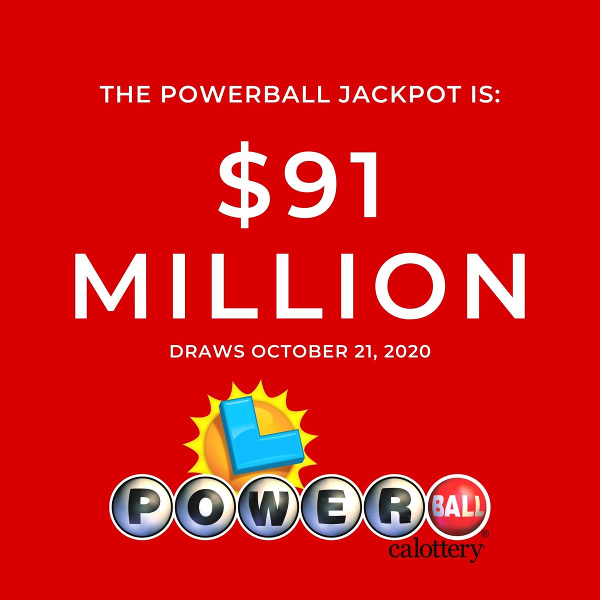 Raise your hand if you already have your ticket for tonight's $91 million #Powerball jackpot. #CALottery #JackpotAlert https://t.co/fmleVRYGOz