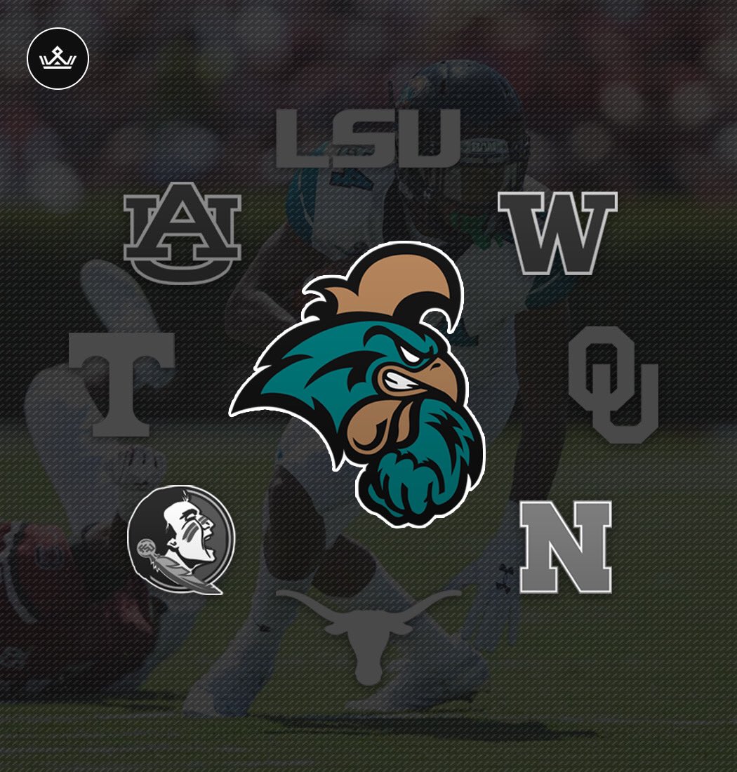 CFBKings's tweet photo. Coastal Carolina is currently ranked higher than LSU, Oklahoma, Texas, Auburn, Tennessee, Washington, Florida State and Nebraska.

Those teams have won a combined total of 19 national championships in the last 50 years. Coastal has 17 total wins as an FBS program.

#TealNation https://t.co/3ji9kNEeP9