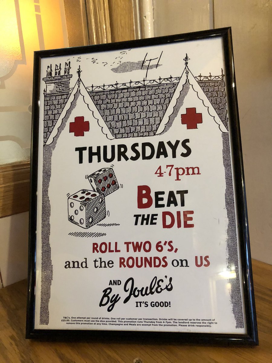 Tomorrow is a new day, which means we have something new for you all!
On Thursday’s between 4-7pm, if you roll two 6’s, your round of up to £25 will be completely free! (This excludes food and champagne).
Who’s up for the challenge?
#joules #ale #stafford
