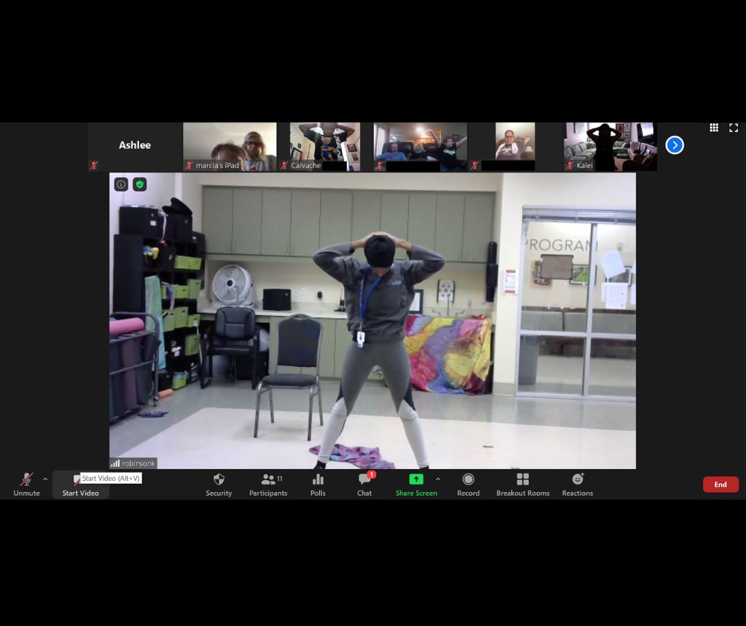 OppVillageLV's tweet photo. It is almost time for virtual dance class with Kristina! Check out everyone stretching before the previous class. All virtual programming takes place Monday- Friday at 10 am. If you would like to participate, please email coopera@opportunityvillage.org for the link!
#InsideWithOV https://t.co/ZFksogEzWT