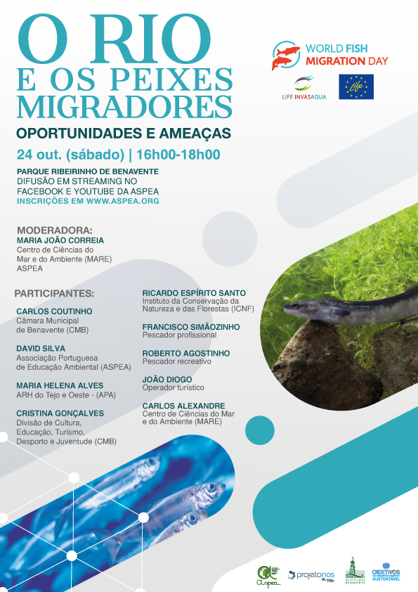 LifeInvasaqua's tweet photo. 🚨Evento Online interessante de la @ASPEA2🚨

No âmbito do Projeto @LifeInvasaqua , irão participar no #WorldFishMigration Day realizando um evento online no próximo dia 24 de Outubro, das 16h00 às 18h00.

Mais informações e link de inscrição: https://t.co/H22Bufr2vH. https://t.co/tserggy8BZ