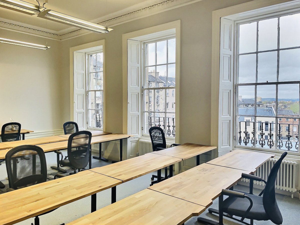 9 person socially distanced workstation in Edinburgh City Centre now available to rent from the day , week or on a month to month basis #coworking #remotework #collaboration #edinburgh #desk #meetingspace #flexibleworking