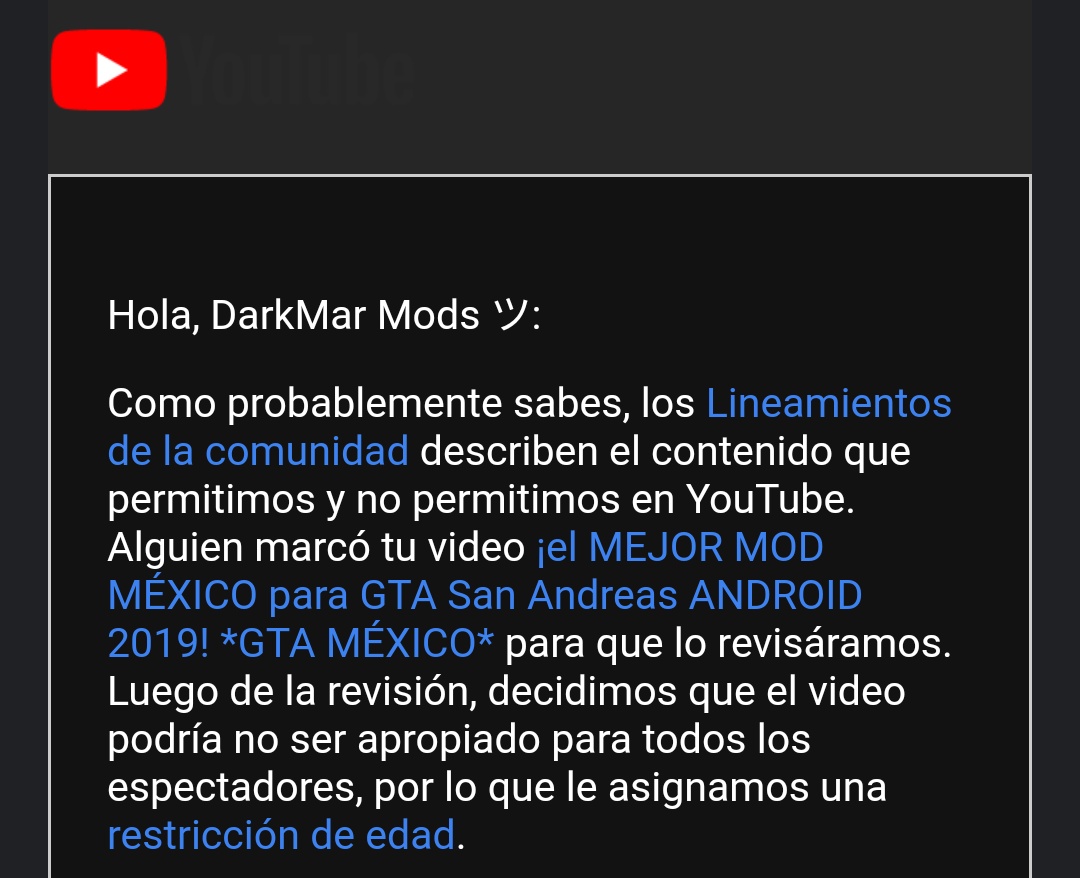 ByDark_23's tweet photo. @TeamYouTube ¿Por que me están marcando mis videos con restricción de edad, si cumplen con sus lineamientos? no solo me esta pasando a mi, si no, a muchos ayudaaaa! https://t.co/r7FS3eUlQ1