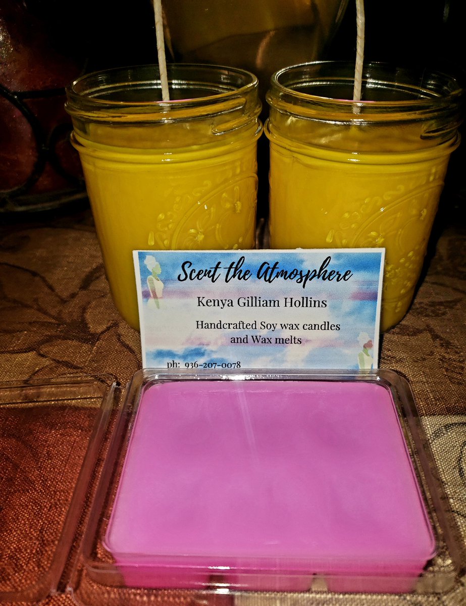 kenyargilliam's tweet photo. ALLOW me to SCENT YOUR ATMOSPHERE.....Handmade soy candles and wax melts https://t.co/cbqLLLBfQb