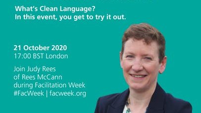 IAFacilitators's tweet image. What is Clean Language? Join @judyrees today for her session, Clean Language for Facilitators! tinyurl.com/y6t3t8bz #FacWeek