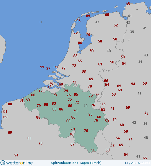 MeteoWard's tweet photo. De (voorlopig) max. windstoten. O.a. in #Zeebrugge, #Semmerzake tot 90 km/u. In #Vlissingen was er een piek tot 94 km/u. Elders zoals verwacht op vele plaatsen tussen de 70-90 km/u. #StormBarbara https://t.co/QLb5ile4S1