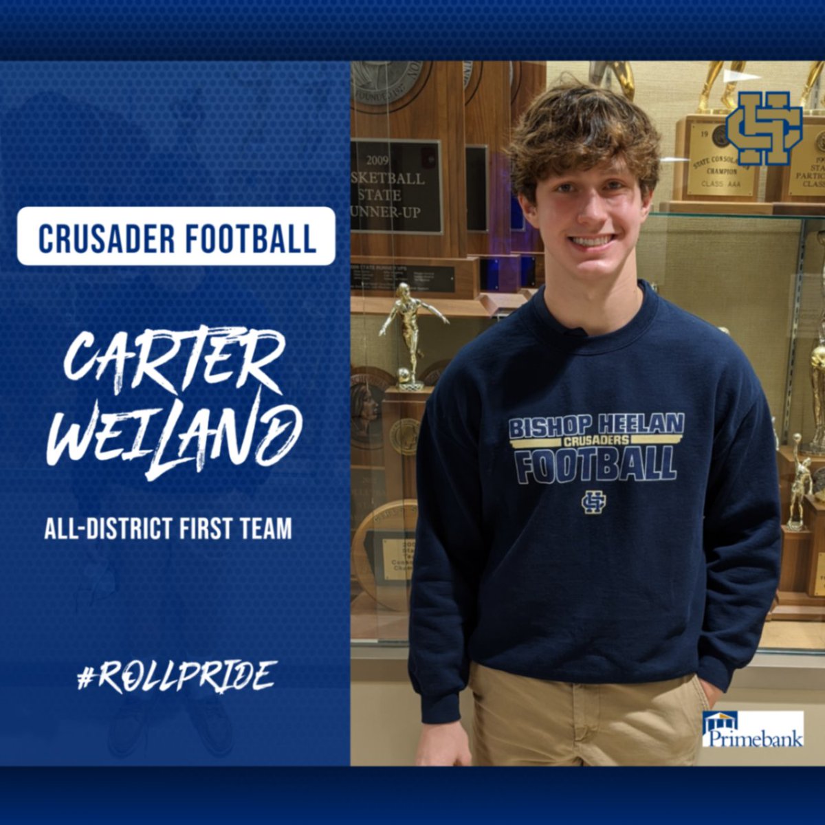 BHCS_Athletics's tweet photo. Congratulations to @carter_weiland  on making All-District Football First Team! @BHFPride #RollPride https://t.co/z9E4fhV19g