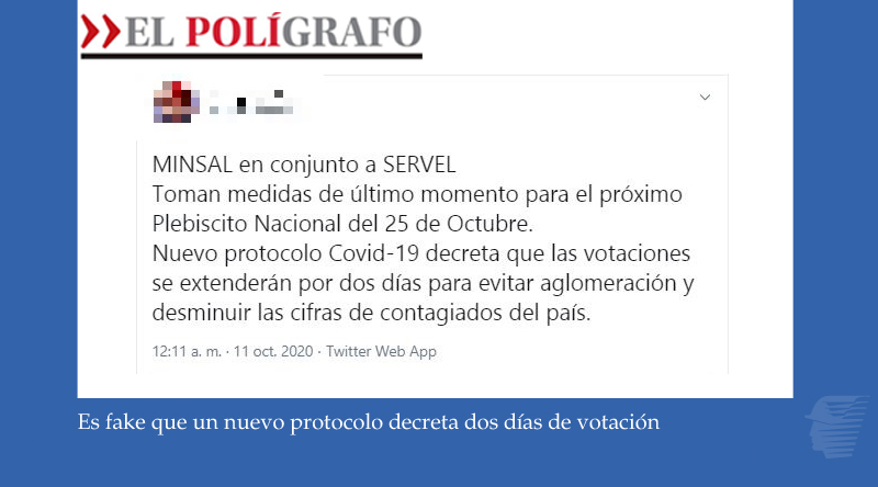 El Polígrafo | Noticias falsas en redes sociales: Es fake que un nuevo protocolo decreta dos días de votación.
Escríbanos a elpoligrafo@mercurio.cl o al WhatsApp +56995336345 https://t.co/65ygoOhJeP https://t.co/aTBbTm42zw