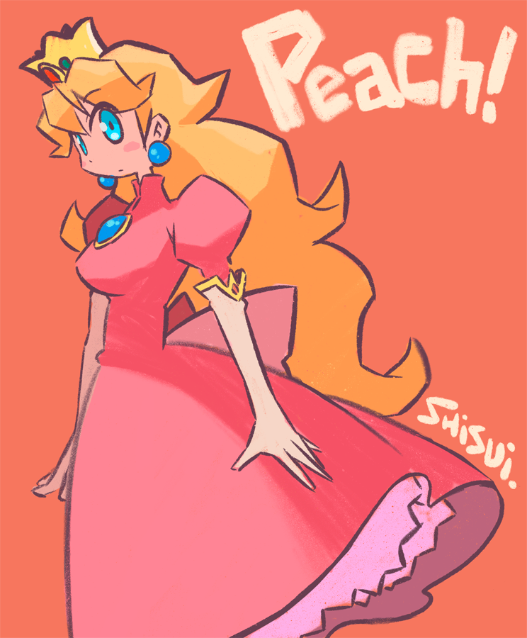 ピーチ姫 「昨日ちゃんとしたの描いたので。今日は脱力ぎみでざっくりピーチ姫～。^^; 」|しすいのイラスト