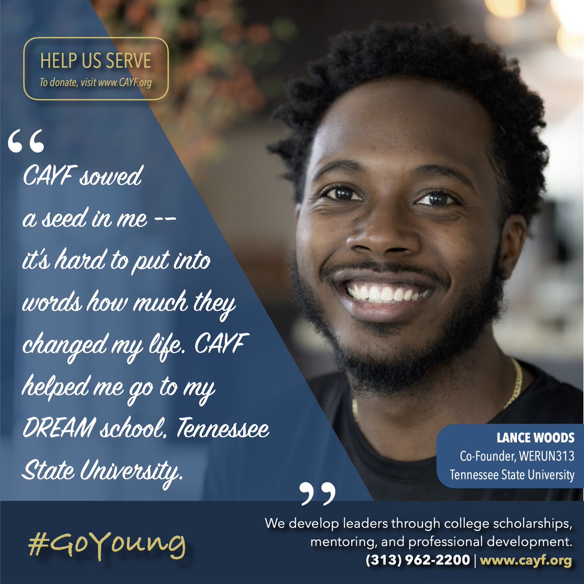 86 CENTS of each dollar given to Coleman A. Young Foundation CAYF that supports the organization's youth and college scholars. Truly, your gift makes a difference? GIVE TODAY: cayf.org/give-now.html
#GoYoung #nonprofit #education #donate #socialjustice #equity #equality #college