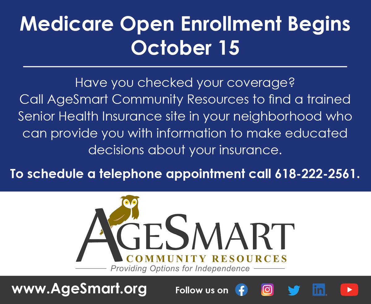 AgeSmartCR's tweet photo. Medicare Open Enrollment is happening now! Call #AgeSmart for assistance. https://t.co/a9ZwKk6X9C